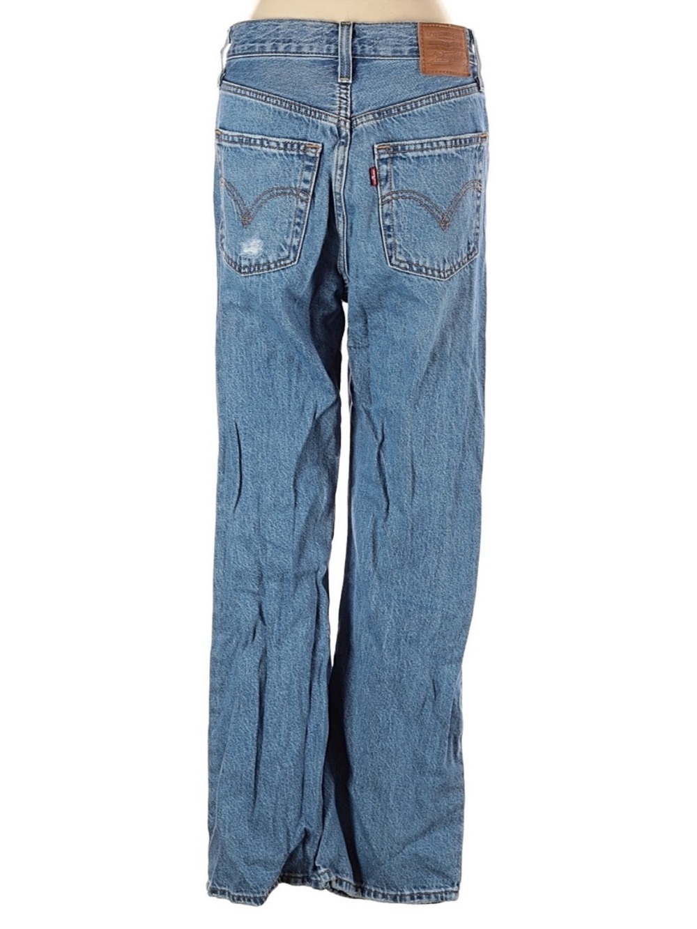 Levi’s Ribcage Straight Ankle Jeans Distressed High Rise Light Wash 25 - Picture 3 of 5